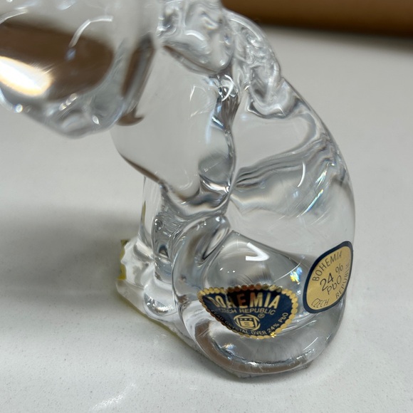 Vintage Bohemia Czech Republic Crystal Cat Figurine With Original Stickers - Picture 4 of 9